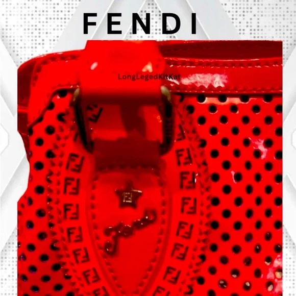 ‼️SOLD‼️Fendi Du Jour Red Perforated Leather Tote Bag and Wallet Bundle - Picture 3 of 8